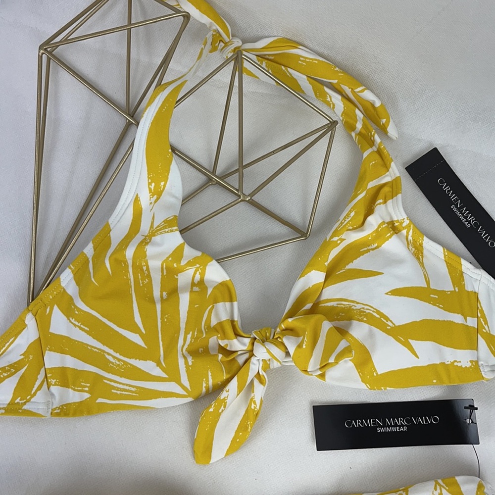 Carmen Marc Valvo Yellow Tropical Print Swimsuit - Picture 3 of 12